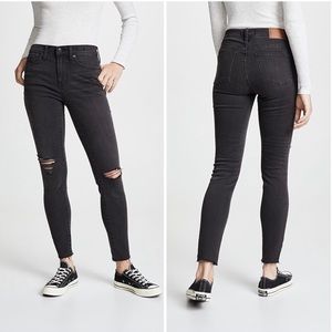 Madewell 9” Grey High Rise Skinny Distressed Jeans